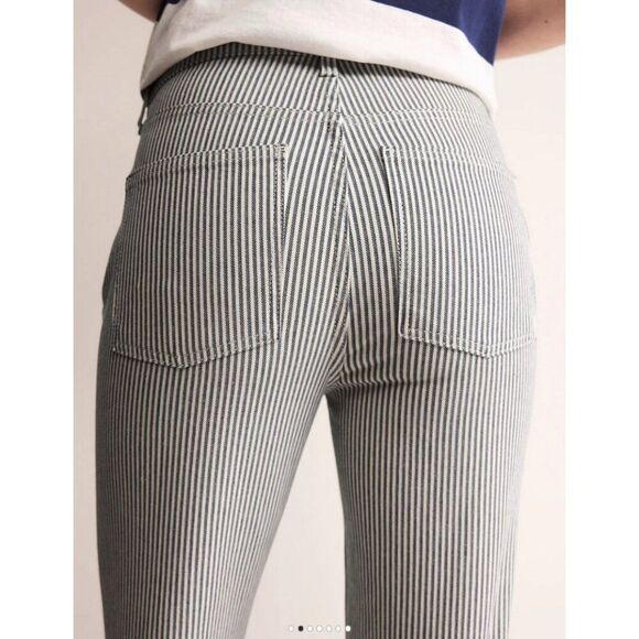Boden Cigarette Leg Women's 29x32 Mid Rise Slim Leg Jeans in Blue Stripe NWT - Picture 2 of 10